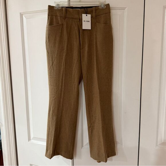 RE/DONE Women's 70s Flare Trousers 2/26 Camel High Rise Stretch Pants NWT - Picture 1 of 7